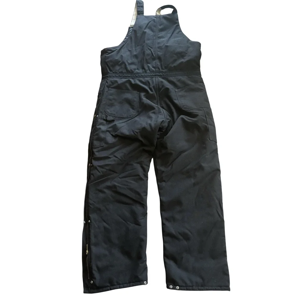 Carhartt Bib Overalls Mens Black Insulated Canvas Workwear Quilt Lined 40x32